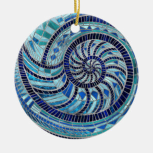 Nautilus Shell mosaic art Ceramic Tree Decoration