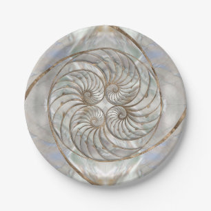 Nautilus Shell - Mother of Pearl and gold Paper Plate