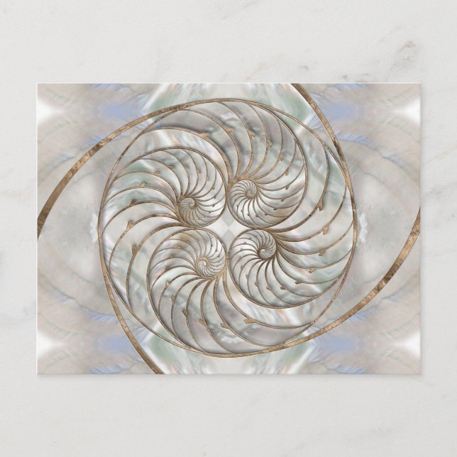 Nautilus Shell - Mother of Pearl and gold Postcard (Front)