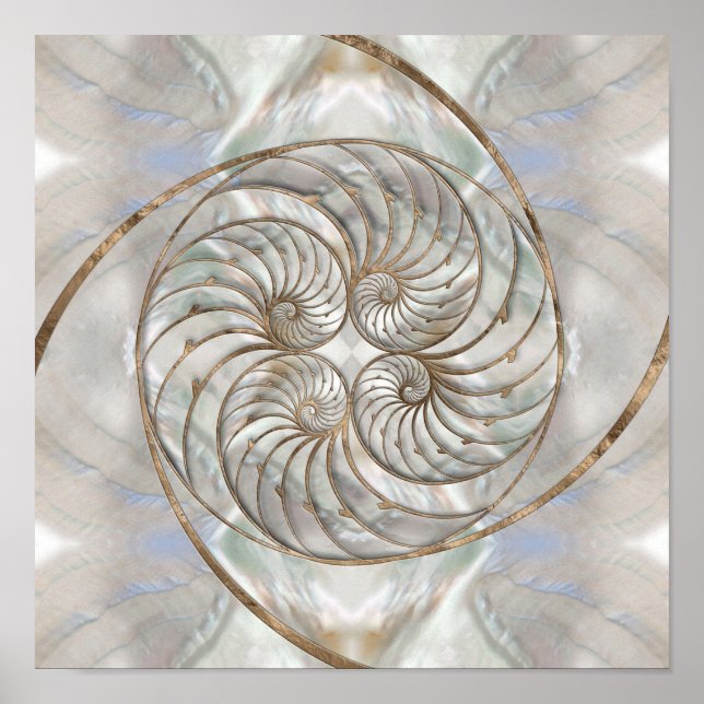 Nautilus Shell - Mother of Pearl and gold Poster (Front)