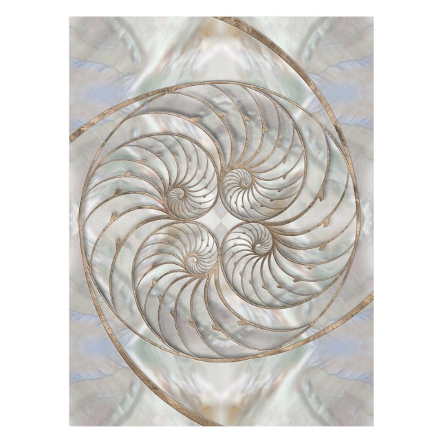 Nautilus Shell - Mother of Pearl and gold Tablecloth (Front)