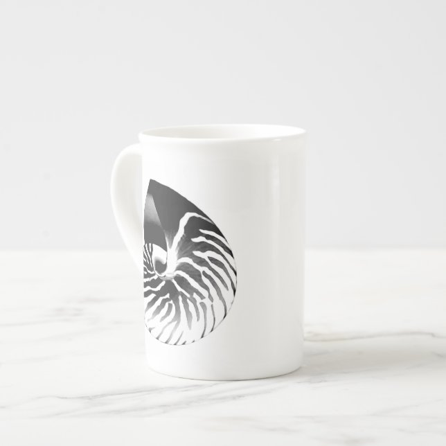 Nautilus shell - navy blue and white bone china mug (Front Left)