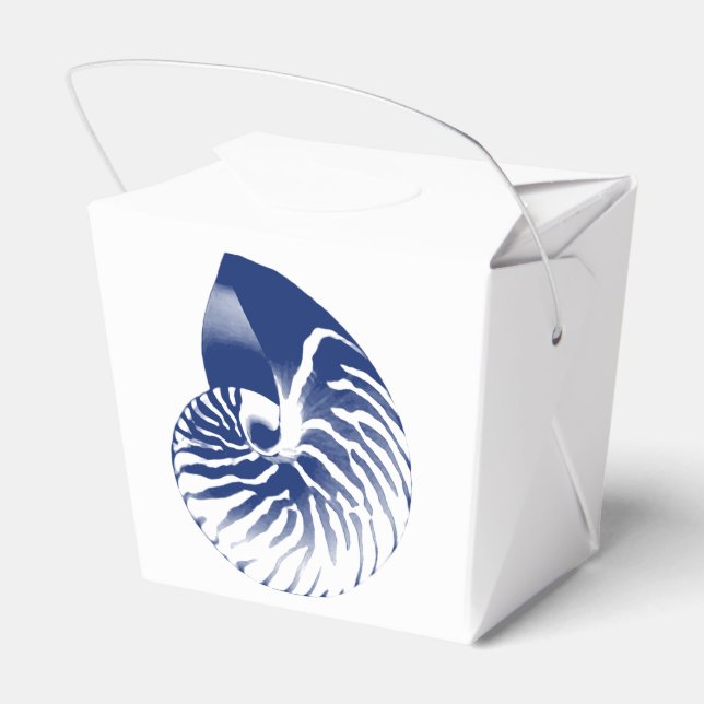 Nautilus shell - navy blue and white favour box (Back Side)