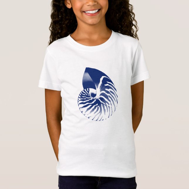 Nautilus shell - navy blue and white T-Shirt (Front)