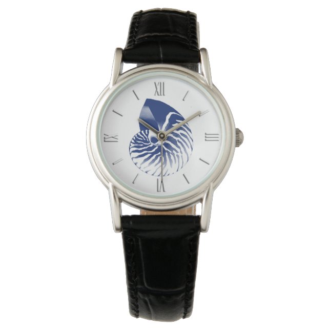 Nautilus shell - navy blue and white watch (Front)