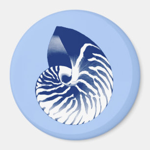 Nautilus shell - navy, white & light blue magnet