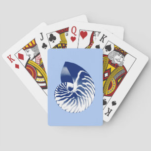 Nautilus shell - navy, white & light blue playing cards