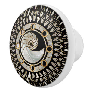 Nautilus Shell - Phases of the moon Ceramic Knob