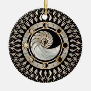 Nautilus Shell - Phases of the moon Ceramic Tree Decoration