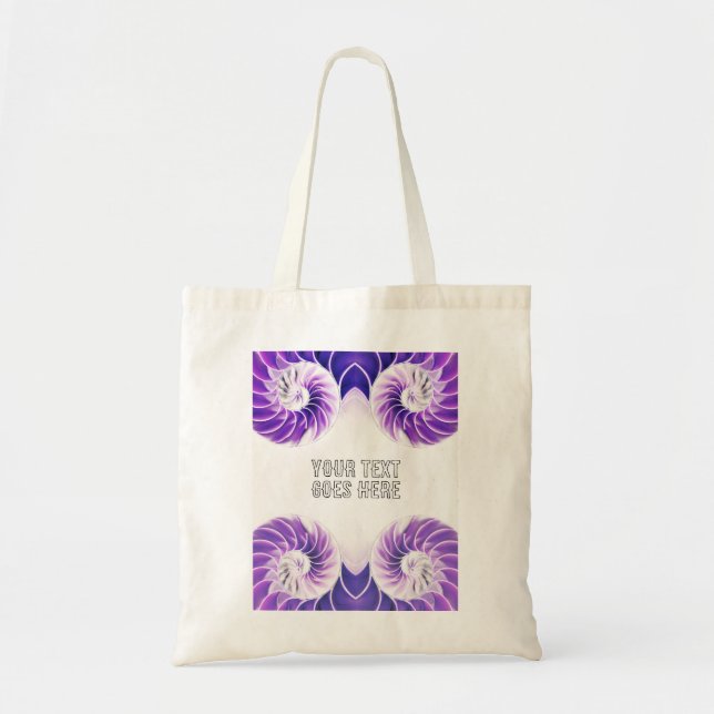 nautilus shell seashell purple custom text tote bag (Front)