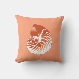 Nautilus shell - terracotta and white cushion