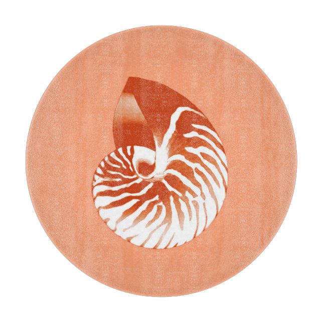 Nautilus shell - terracotta and white cutting board (Front)