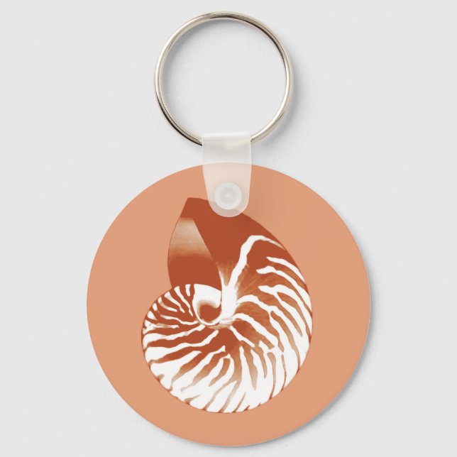 Nautilus shell - terracotta and white key ring (Front)