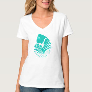 Nautilus shell - turquoise, aqua and white T-Shirt