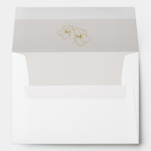 Nautral    Chic Gold Floral Wedding  Envelope