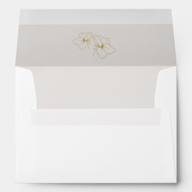 Nautral  | Chic Gold Floral Wedding  Envelope (Back (Bottom))