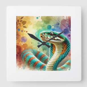 Nauyaca Snake 050824AREF122 - Watercolor Square Wall Clock