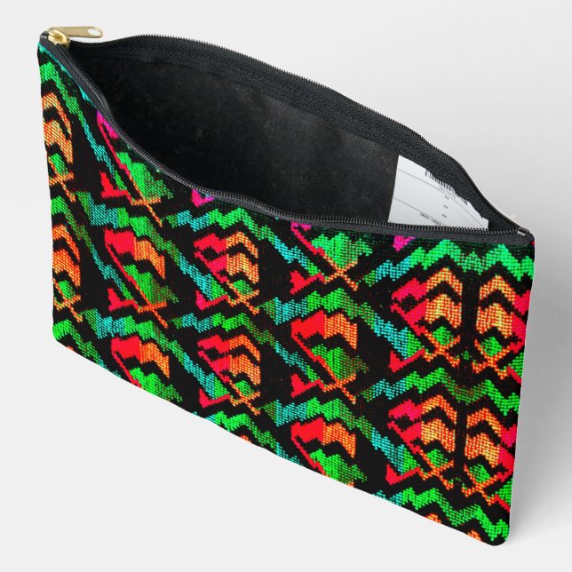Navajo American Indian Inspired Pattern Accessory Pouch (Open)