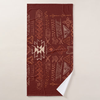 Navajo Aztec: Ethnic Doodle Pattern. Bath Towel