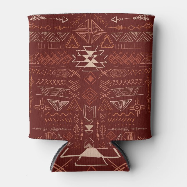 Navajo Aztec: Ethnic Doodle Pattern. Can Cooler (Front)