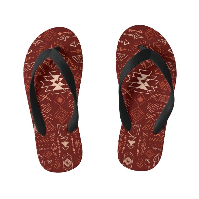 Navajo Aztec: Ethnic Doodle Pattern. Kid's Jandals (Footbed)