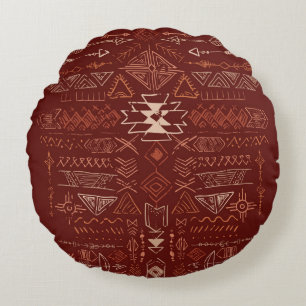 Navajo Aztec: Ethnic Doodle Pattern. Round Cushion
