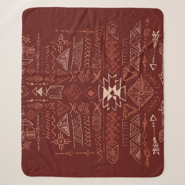 Navajo Aztec: Ethnic Doodle Pattern. Sherpa Blanket (Front)