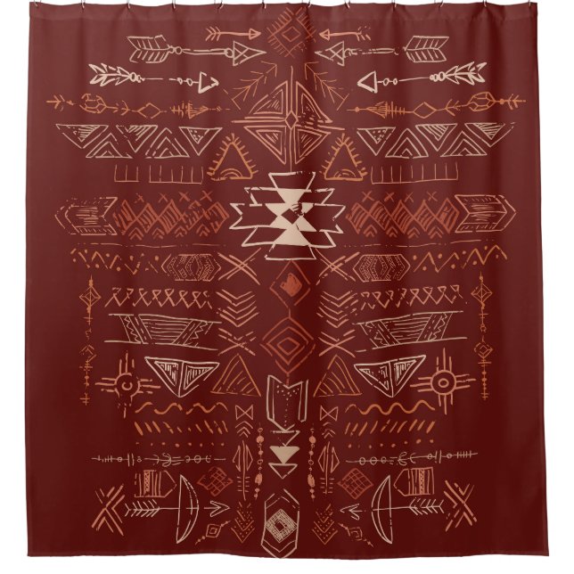 Navajo Aztec: Ethnic Doodle Pattern. Shower Curtain (Front)