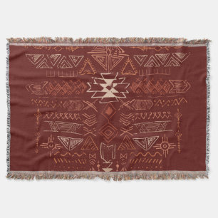 Navajo Aztec: Ethnic Doodle Pattern. Throw Blanket