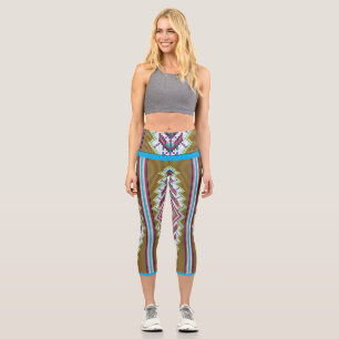 Navajo Bead Pattern Capri Leggings