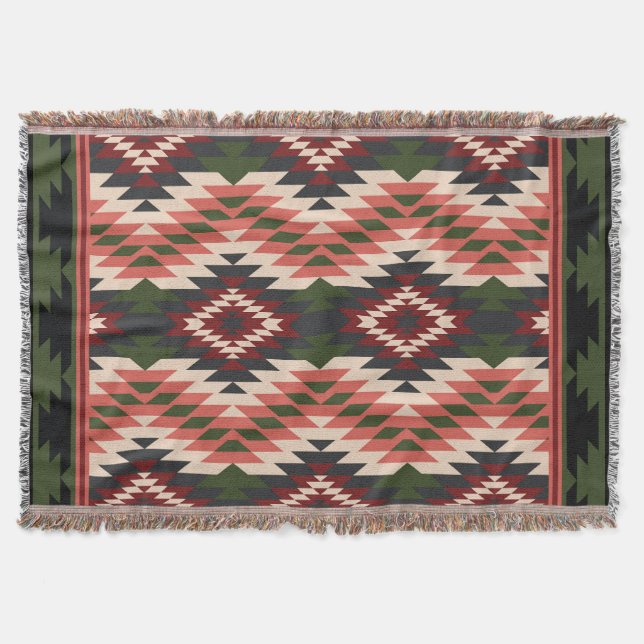 Navajo Design -11 Throw Blanket (Front)