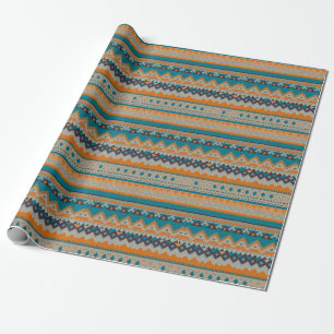 Navajo Design Yellow Turquoise Wrapping Paper