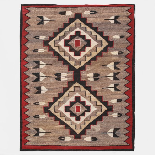 NAVAJO FEATHER PATTERN TAPESTRY 1900 reprint     Fleece Blanket (Front)