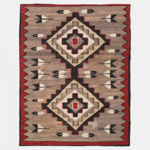 NAVAJO FEATHER PATTERN TAPESTRY 1900 reprint Fleece Blanket