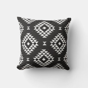 Navajo Geometric: Black White Tribal. Cushion