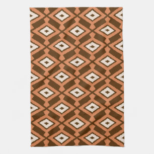 Navajo Ikat Pattern, Brown, Rust and Cream Tea Towel