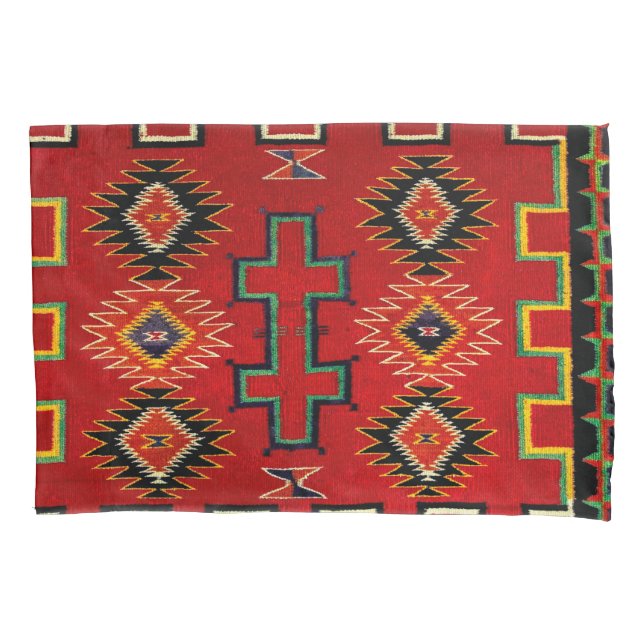 NAVAJO INDIAN 1890 HORSE SADDLE BLANKET PILLOWCASE (Front)