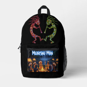 Navajo legend Sun Dancing Kokopelli  Printed Backpack