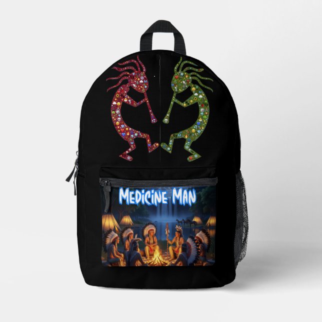 Navajo legend Sun Dancing Kokopelli  Printed Backpack (Front)