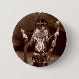Navajo man in ceremonial dress 6 cm round badge