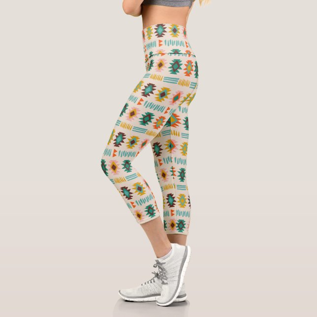 Navajo Native American Pattern Capri Leggings (Left)
