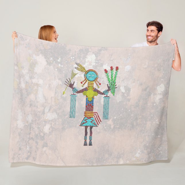 Navajo Rain Man Image Fleece Blanket (In Situ)