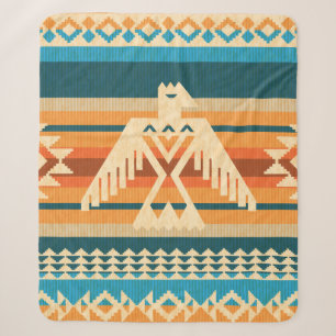 Navajo style abstract seamless pattern with eagle  sherpa blanket