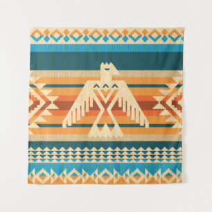 Navajo style abstract seamless pattern with eagle tapestry