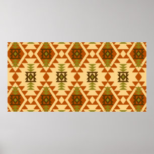 Navajo style ethnic tribal geometric seamless Vint Poster