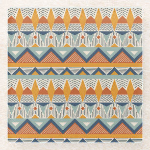 Navajo Style Seamless Pattern Design Glass Coaster