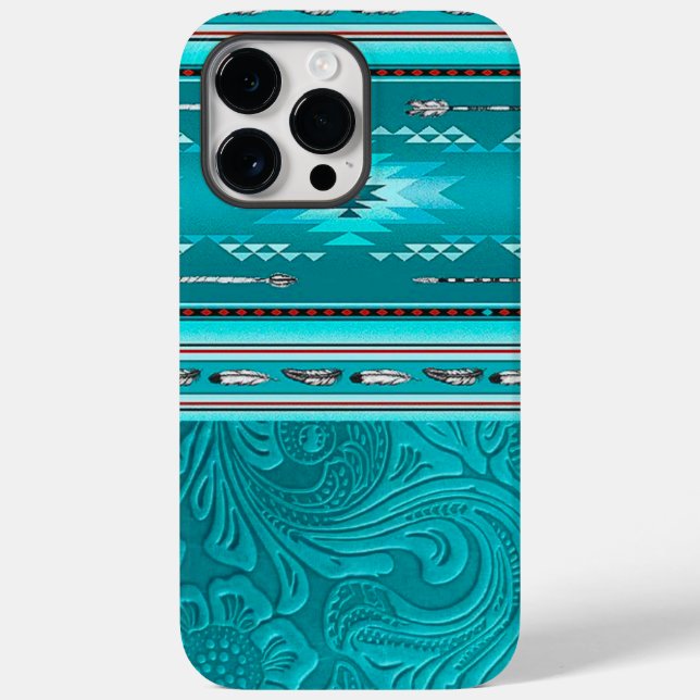 Navajo Tribal Turquoise Faux Leather Tool Case-Mate iPhone Case (Back)