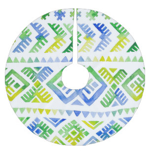 Navajo Tribute: Watercolor Tribal Majesty Brushed Polyester Tree Skirt