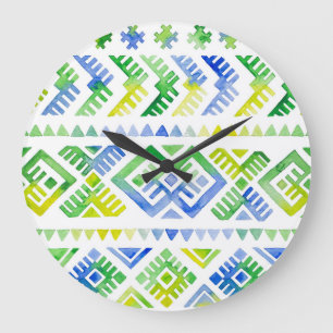 Navajo Tribute: Watercolor Tribal Majesty Large Clock