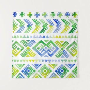 Navajo Tribute: Watercolor Tribal Majesty Tapestry